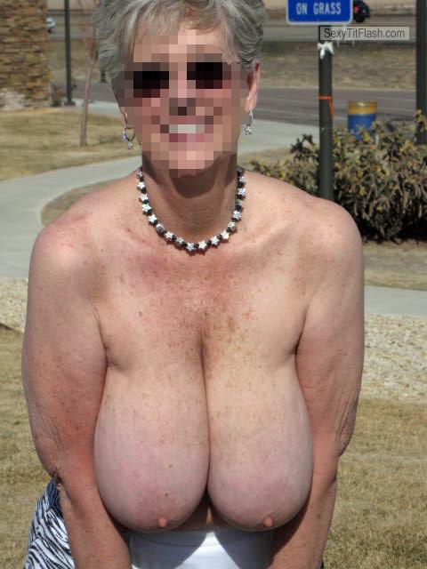 Tit Flash: Wife's Extremely Big Tits - Sexy Senior from United States